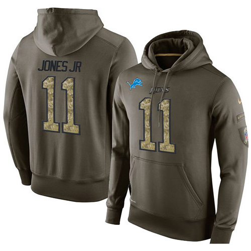 NFL Nike Detroit Lions #11 Marvin Jones Jr Green Salute To Service Men's Pullover Hoodie